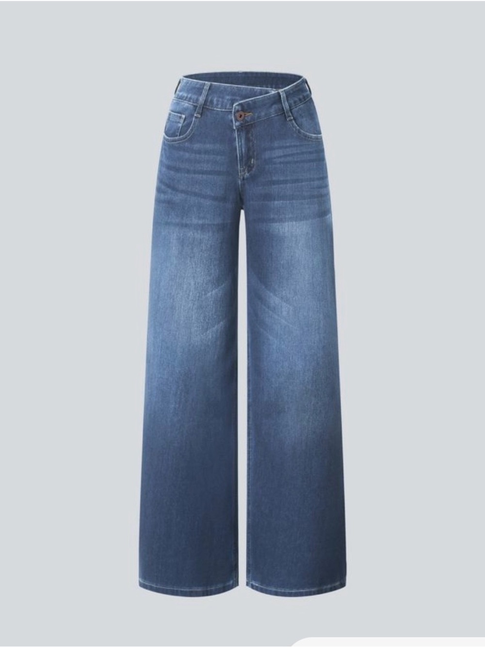 HALARA Women's Wide-Leg Jeans in Medium Blue Wash - Picture 2 of 5